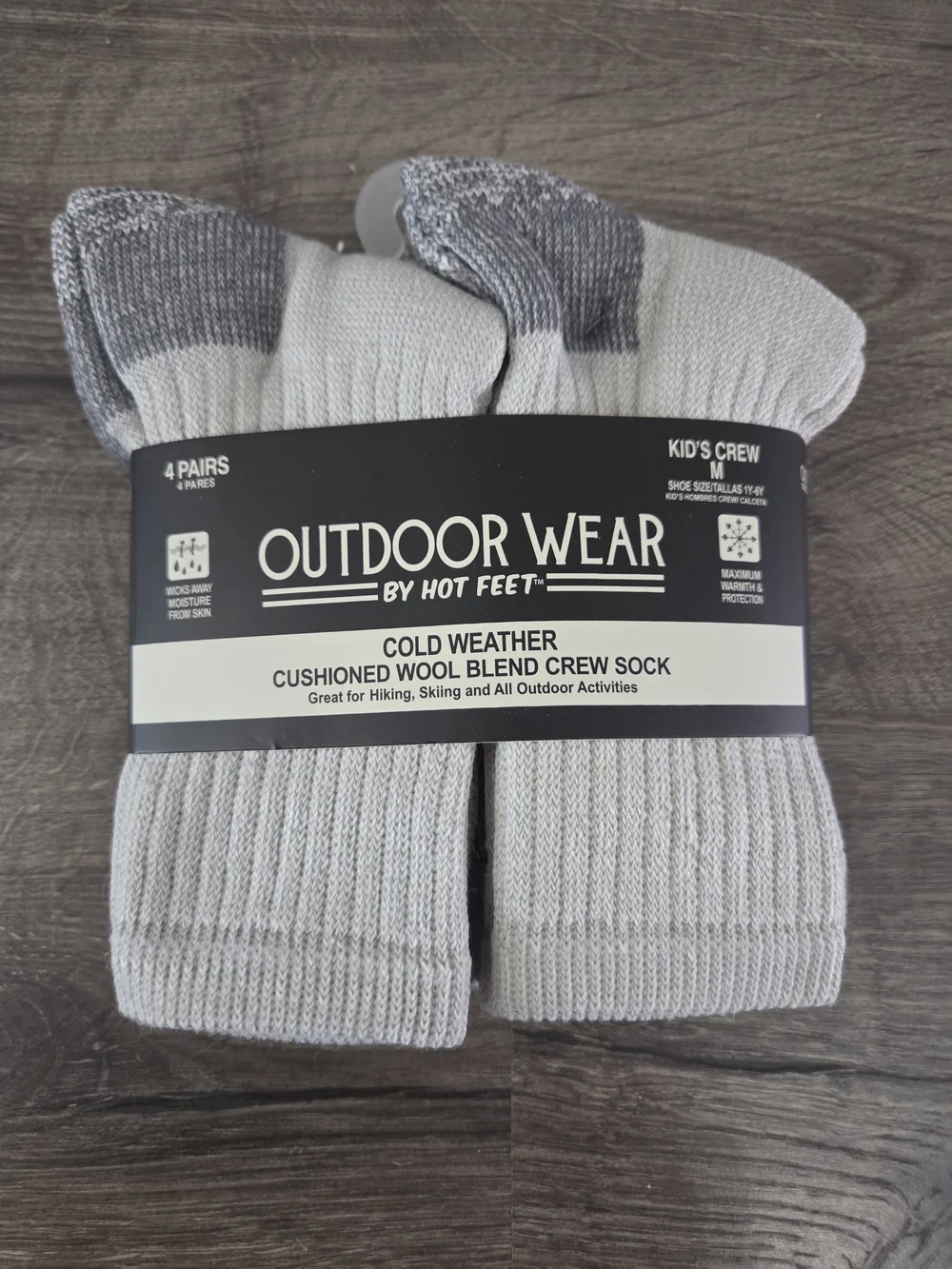 Kids' Cushioned Wool Blend Crew Socks Size M NWT